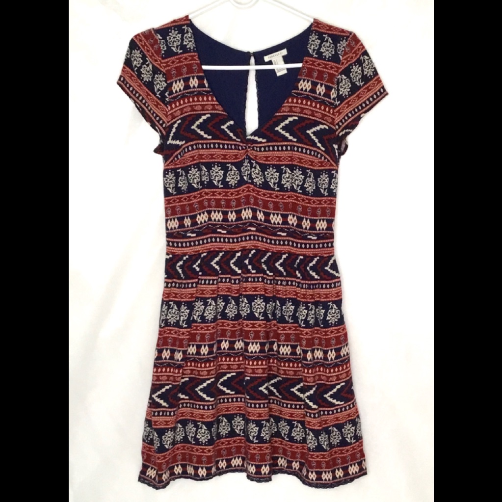 Forever 21 Women’s Cap Sleeve Ethnic Boho Print Dress Small